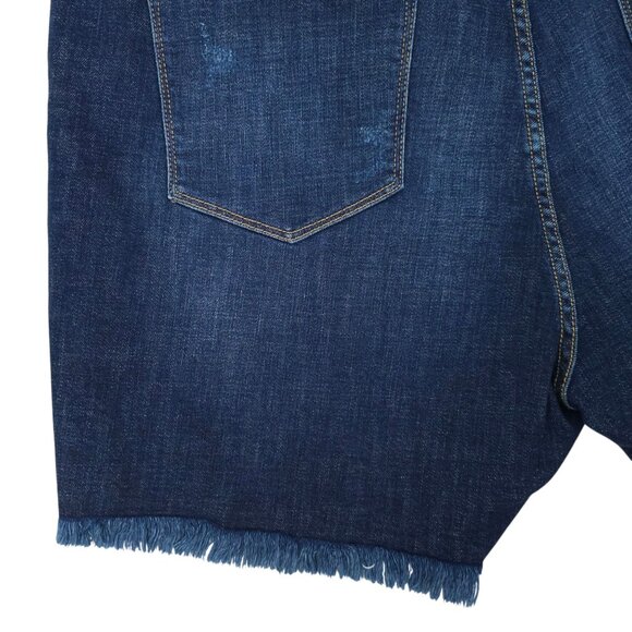 KanCan Denim Shorts Womens Size 3XL High Rise Dark Wash Stretch Frayed Hem NEW - Picture 14 of 16